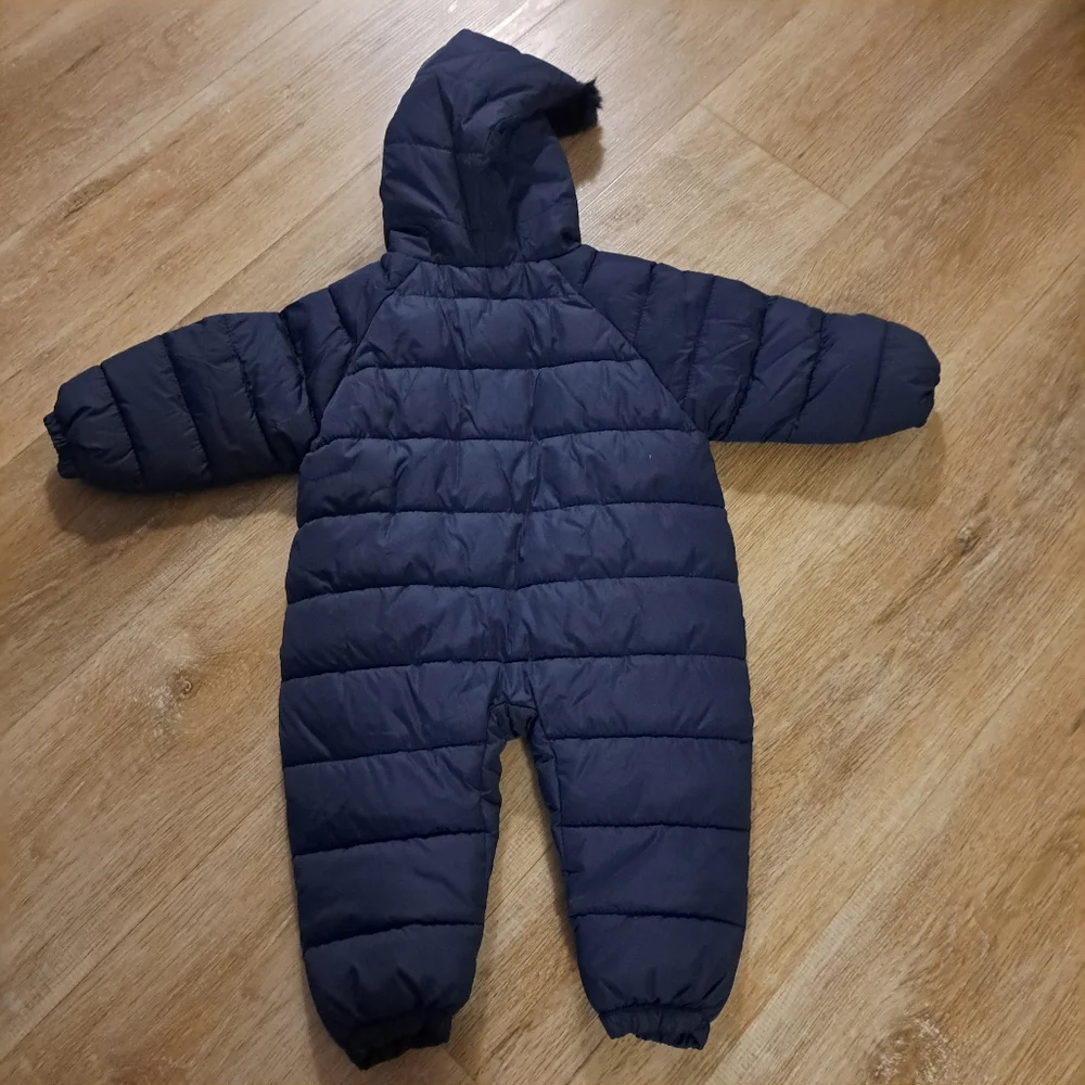 Mud Kingdom Navy Blue One-Piece Baby Hooded Snowsuit Size 70 C or 6-9 Months